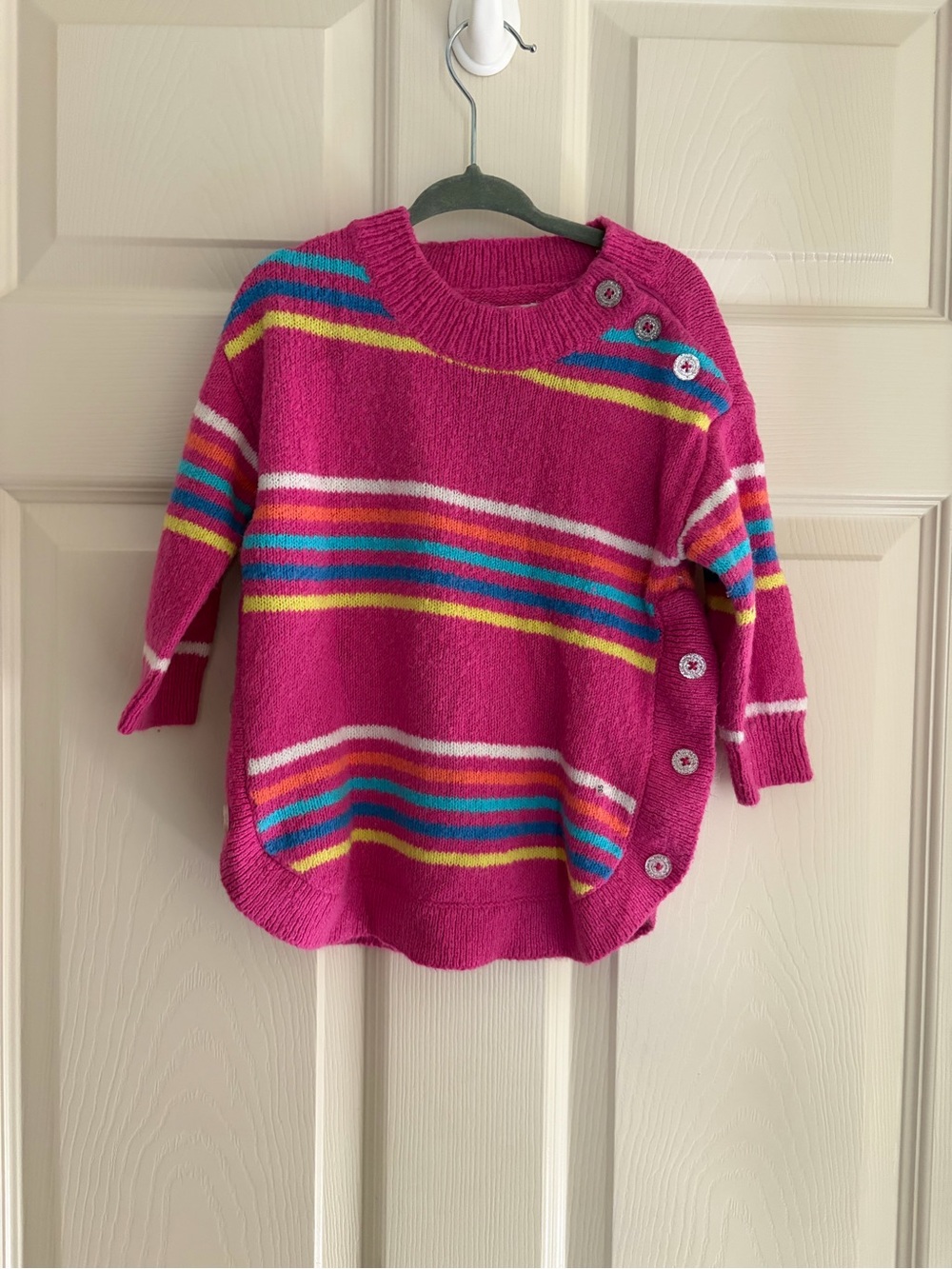 Hatley Bright Pink Striped Women’s Sweater with Button Details